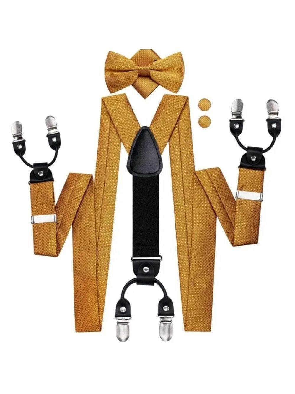 Suspender Men's Musta Silk Bow Tie Cufflinks Set with Braces Set  Adjustable New